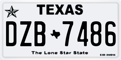 TX license plate DZB7486