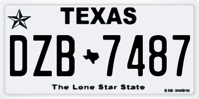 TX license plate DZB7487