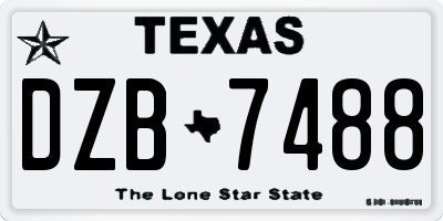 TX license plate DZB7488