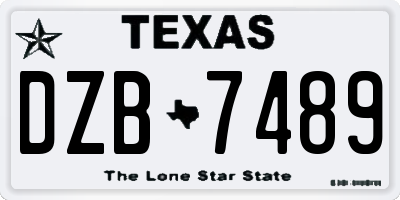 TX license plate DZB7489