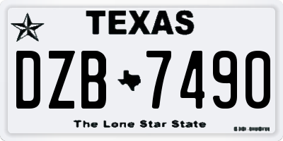 TX license plate DZB7490
