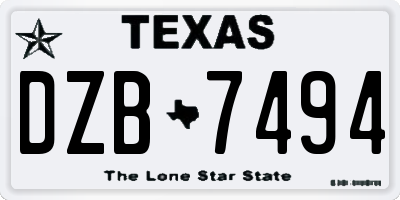 TX license plate DZB7494