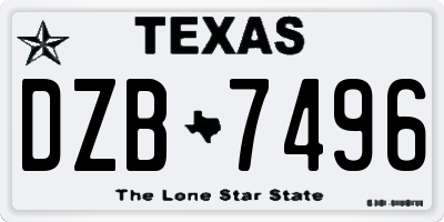 TX license plate DZB7496