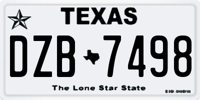 TX license plate DZB7498