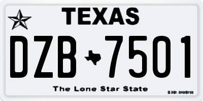 TX license plate DZB7501