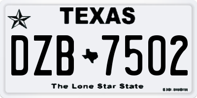 TX license plate DZB7502