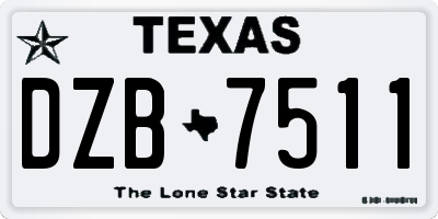 TX license plate DZB7511