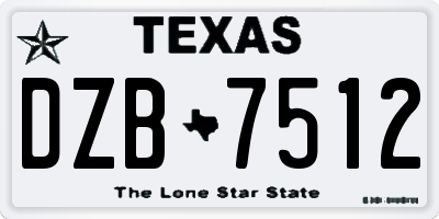 TX license plate DZB7512