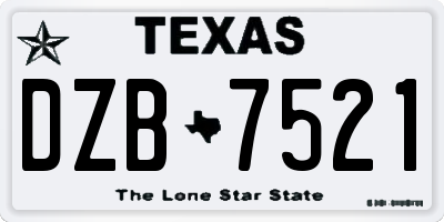 TX license plate DZB7521