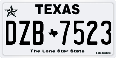 TX license plate DZB7523