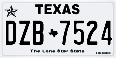 TX license plate DZB7524
