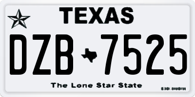 TX license plate DZB7525