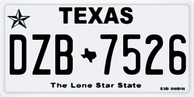 TX license plate DZB7526