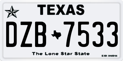 TX license plate DZB7533
