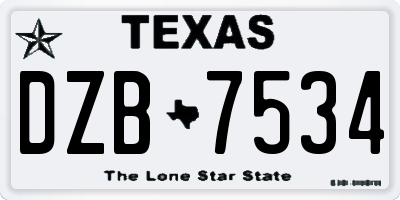 TX license plate DZB7534