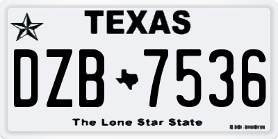 TX license plate DZB7536