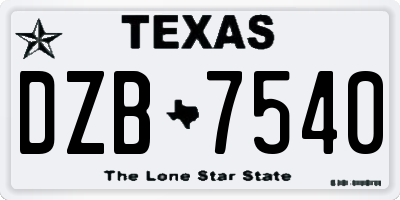 TX license plate DZB7540