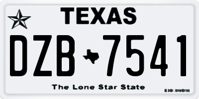 TX license plate DZB7541