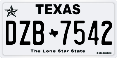 TX license plate DZB7542