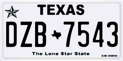 TX license plate DZB7543