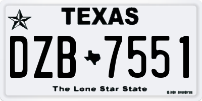TX license plate DZB7551
