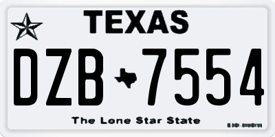 TX license plate DZB7554