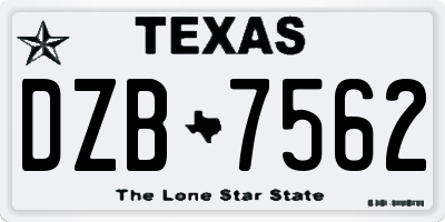 TX license plate DZB7562