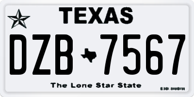 TX license plate DZB7567