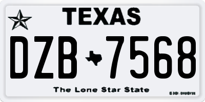 TX license plate DZB7568
