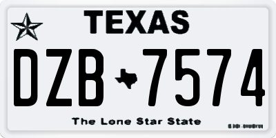 TX license plate DZB7574