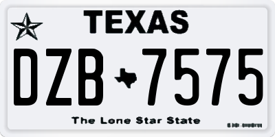 TX license plate DZB7575