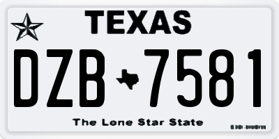 TX license plate DZB7581