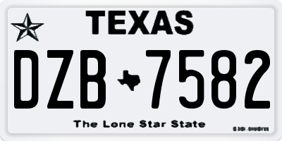 TX license plate DZB7582