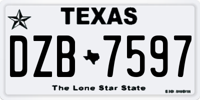 TX license plate DZB7597