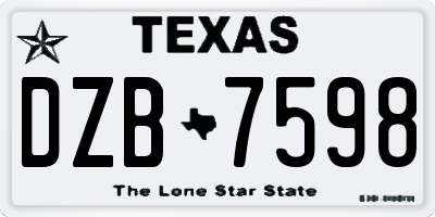 TX license plate DZB7598