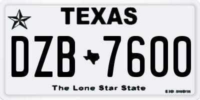 TX license plate DZB7600