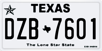 TX license plate DZB7601