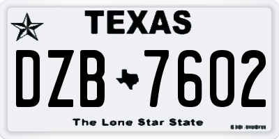 TX license plate DZB7602