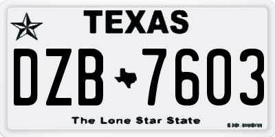 TX license plate DZB7603