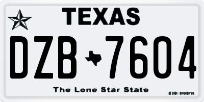 TX license plate DZB7604