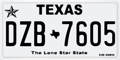 TX license plate DZB7605