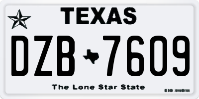 TX license plate DZB7609