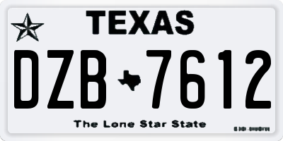 TX license plate DZB7612