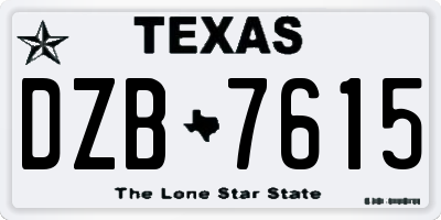TX license plate DZB7615