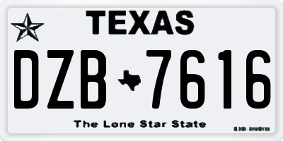 TX license plate DZB7616