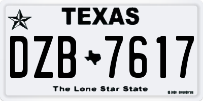 TX license plate DZB7617