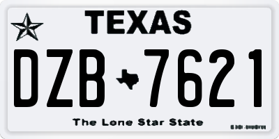 TX license plate DZB7621