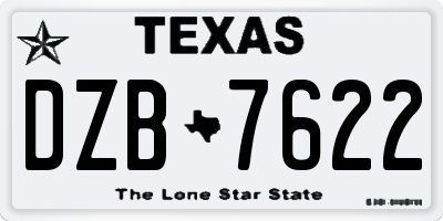 TX license plate DZB7622