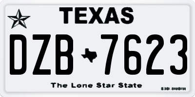 TX license plate DZB7623