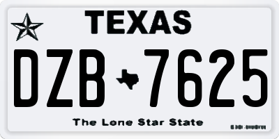 TX license plate DZB7625